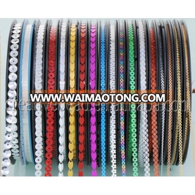 3MM 4MM 5MM round chain CD line PET sequins/PET sequin tape for garments